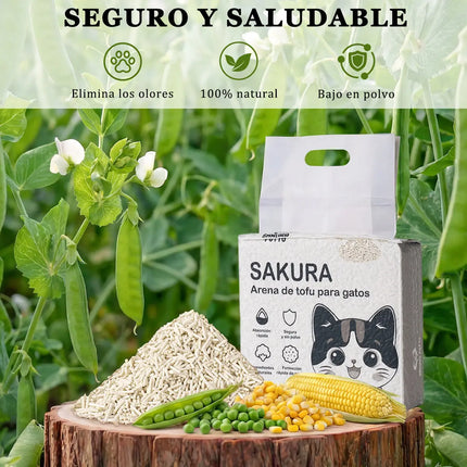 Arena Para Gatos Biodegradable Con Tofu Vegetal Sabores 6l SAKURA PETTO