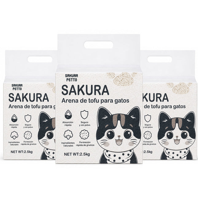 5pcs Arena De Tofu Vegetal Biodegradable Para Gato-prácticamente Sin Polvo SAKURA PETTO