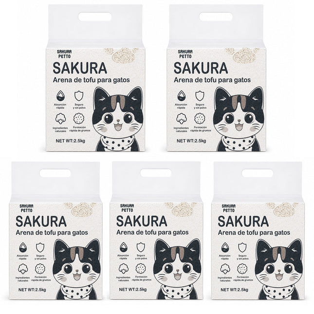 5pcs Arena De Tofu Vegetal Biodegradable Para Gato-prácticamente Sin Polvo SAKURA PETTO