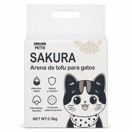 Arena Para Gatos Biodegradable Con Tofu Vegetal Sabores 6l SAKURA PETTO