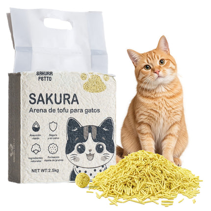 5pcs Arena De Tofu Vegetal Biodegradable Para Gato-prácticamente Sin Polvo SAKURA PETTO